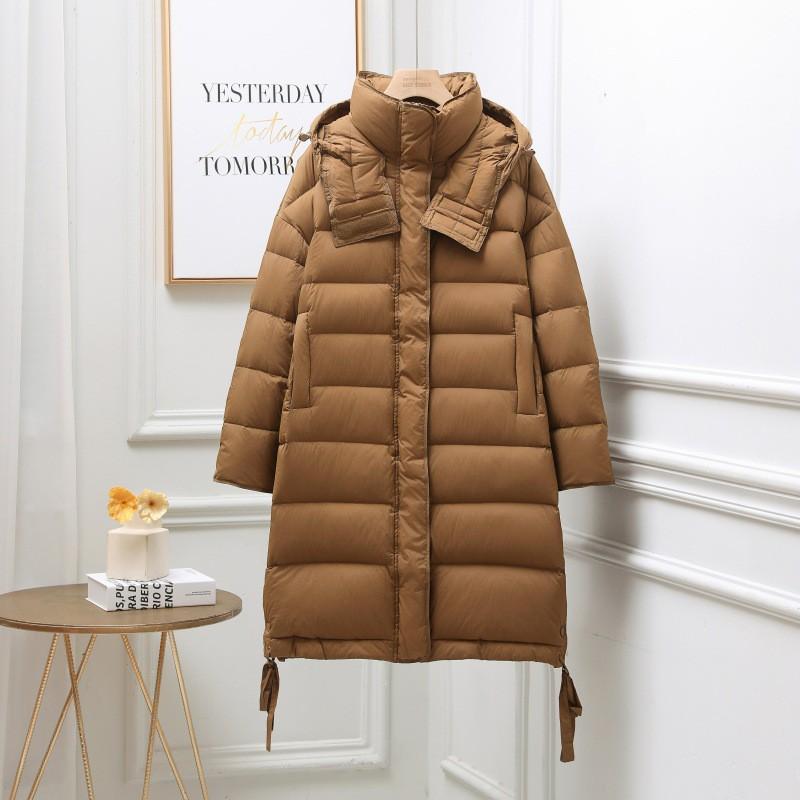 Womens Mid-Length Down Coat Winter Warm Loose Fit White Duck Outerwear Cold Weather