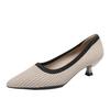 New versatile thin heel pointed fly-woven women's shoes are not stuffy knitting