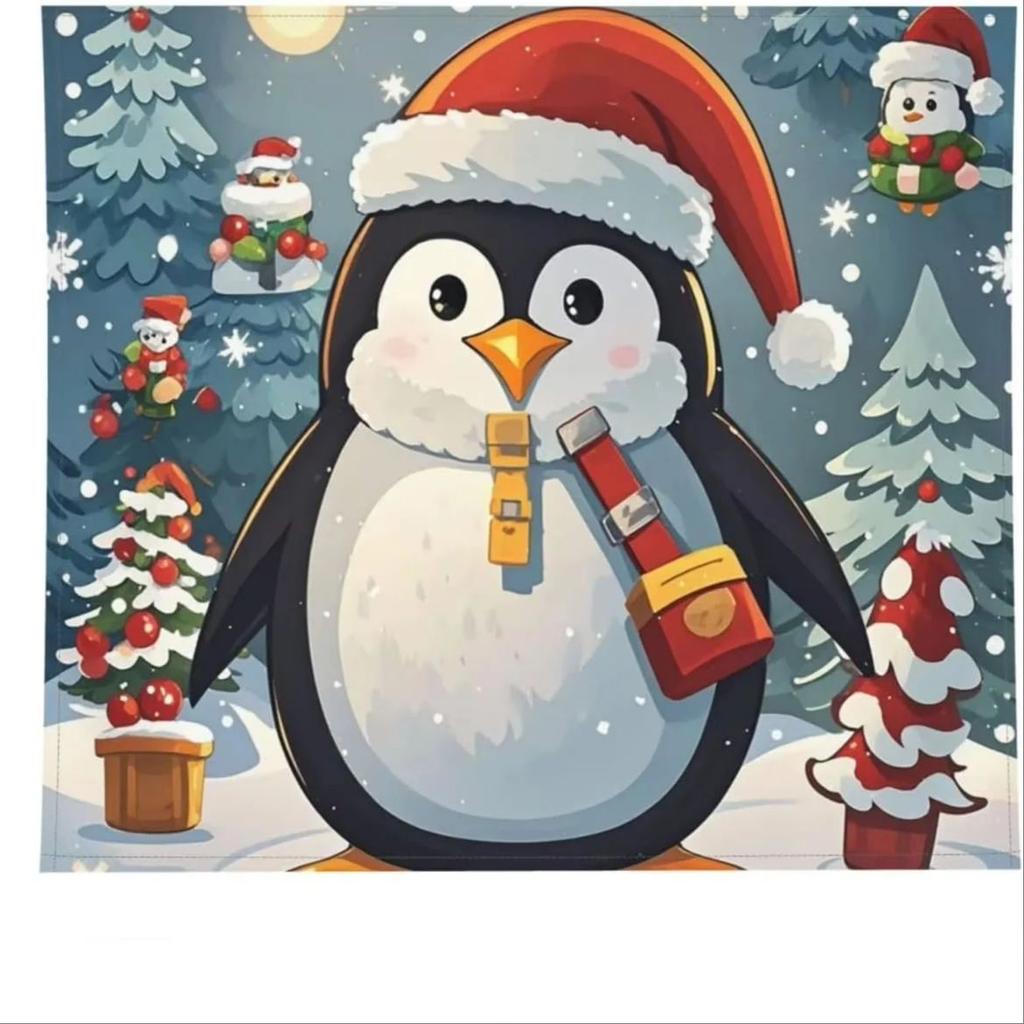 New Cute Penguin Christmas Tapestry Machine Washable Xmas Wall Hanging Decor Funny Holiday Gift Idea