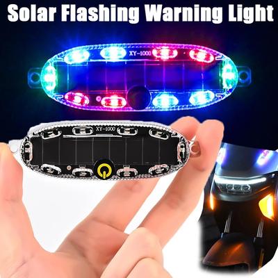 LED Solar Car Strobe Warning Light Auto Emergency Light Electric Motorcycle Truck Brake Taillight Waterproof Flashing Lights