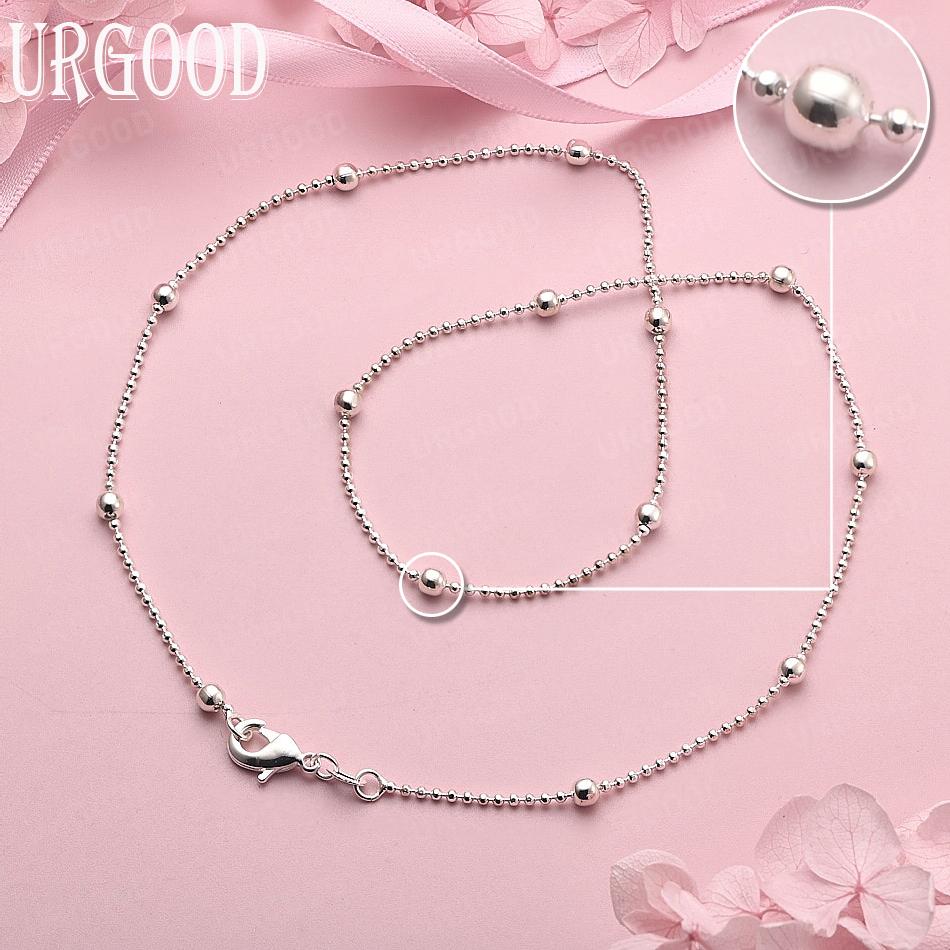 925 Sterlingsilber Hochzeitsschmuck 16-24 Zoll Perlenkette