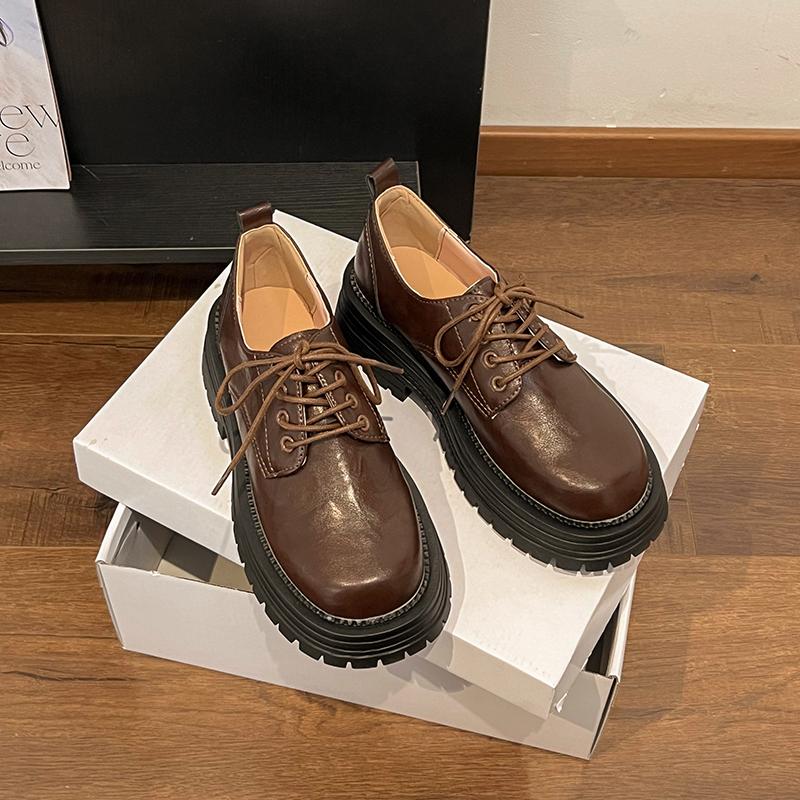 Fashion Retro Japanese Brown Loafers Thick Sole Height-Increasing Leather Women's Pumps Autumn 2024 New Mary Janes Lolita Platform Shoes