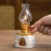 Oil Lamp Ceramic Ghee Lamp Retro Lamp Household New Chinese Ornament Atmosphere Light Night Light Buddha Lamp