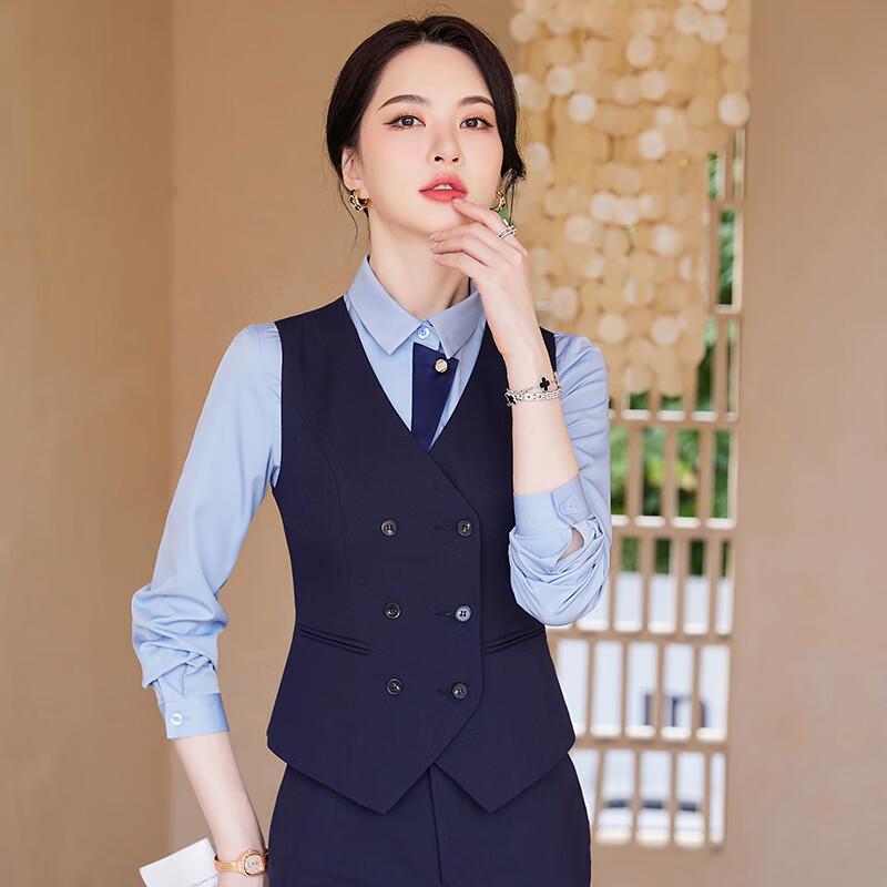Treloman Women's Double-Breasted Professional Vest Suit