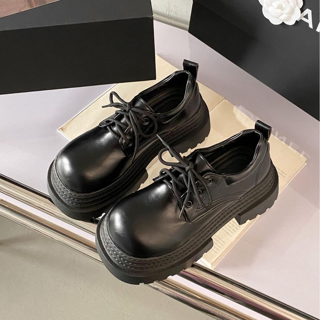 Loafers Platform Shoes Women's 2025 Spring New Retro British Style Black College Style Single Shoes Women's Small Leather Shoes