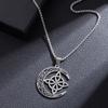 Vintage Viking Celtic Hollow Geometric Moon Pendant Necklace Unique Personalized Fashion Jewelry For Women Men Gift