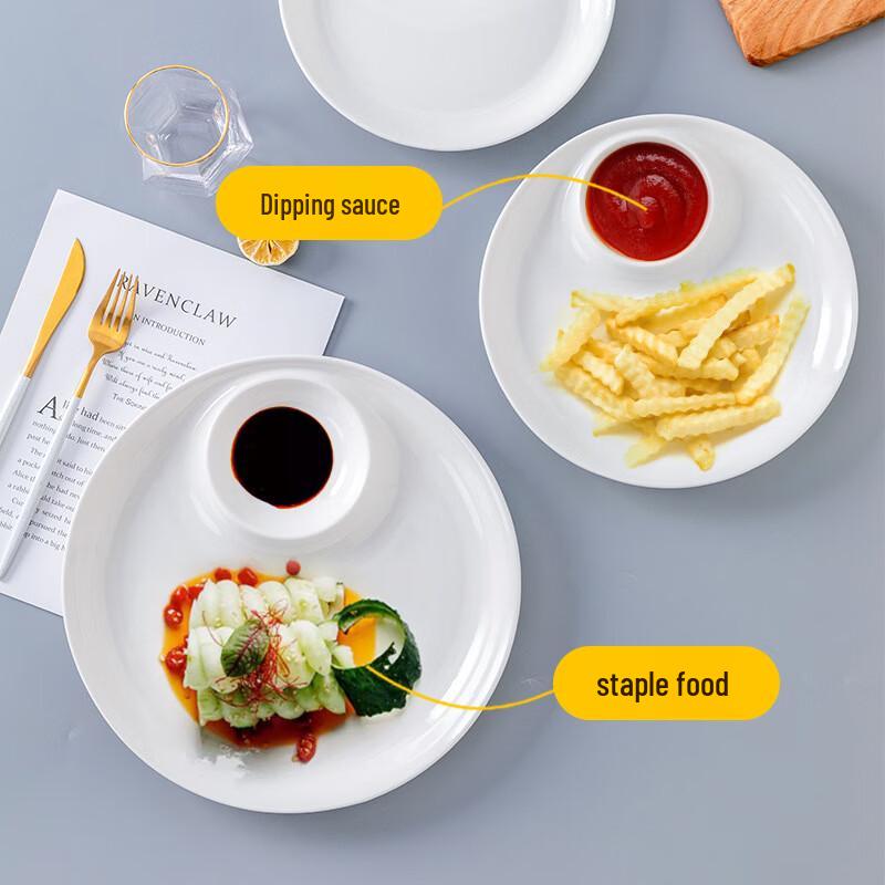 777 Pure White Ceramic Divided Serving Plate