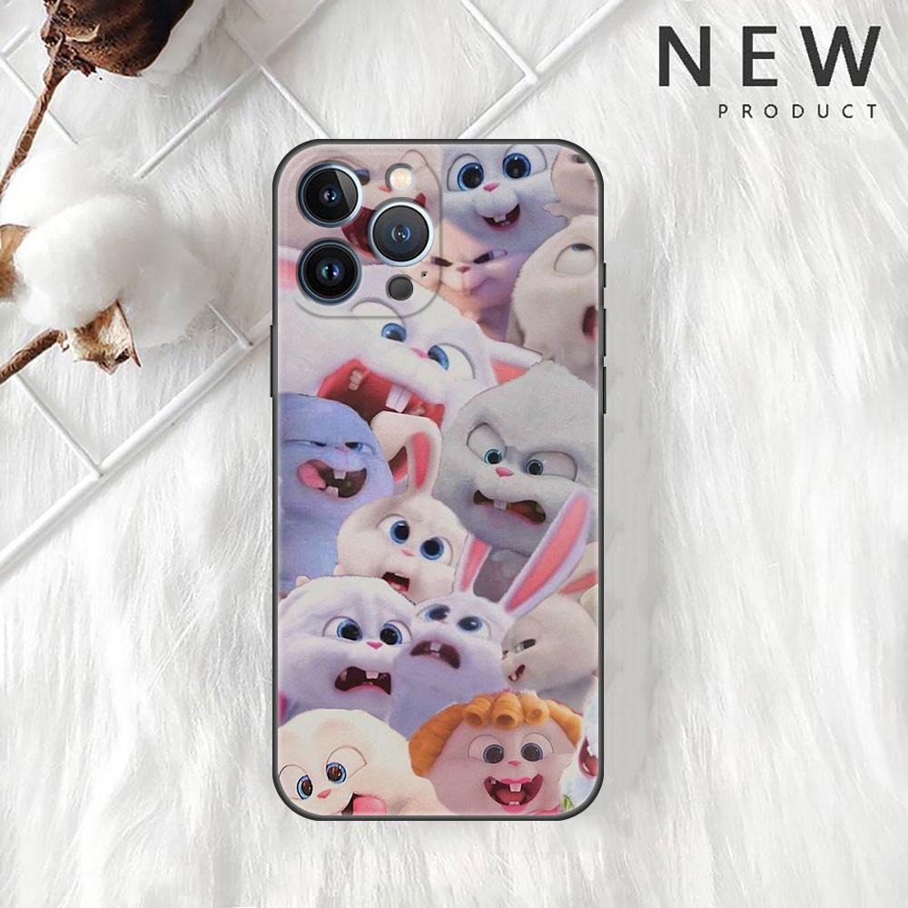 Cute Rabbit Case For Apple iPhone 11 13 14 12 Pro Max 7 8 XR X 6 5 5S SE 2022 13ProMax Black Silicone Phone Funda