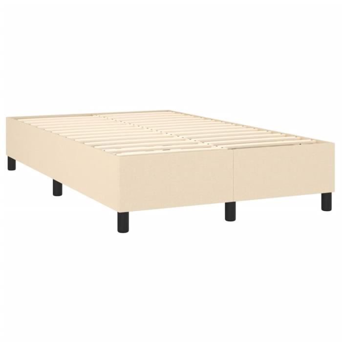 VidaXL Lit à sommier tapissier avec matelas Crème 120x200 cm Tissu - Modèle 3141846