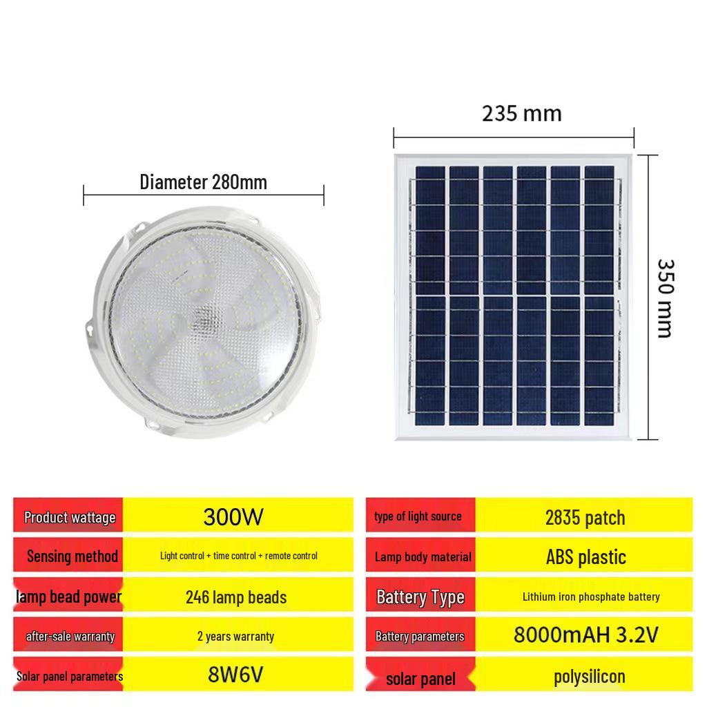 Solar Induction Ceiling Pendant Light for Living Room/Outdoor with Remote Control