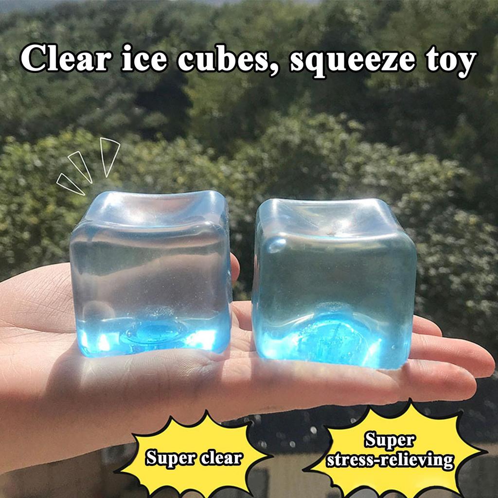 Children Pocket Stress Cubes Clear Ice Cubes Squeeze Sensory Toy Kids Sensory Calming Toys For Relaxing Slow Rising