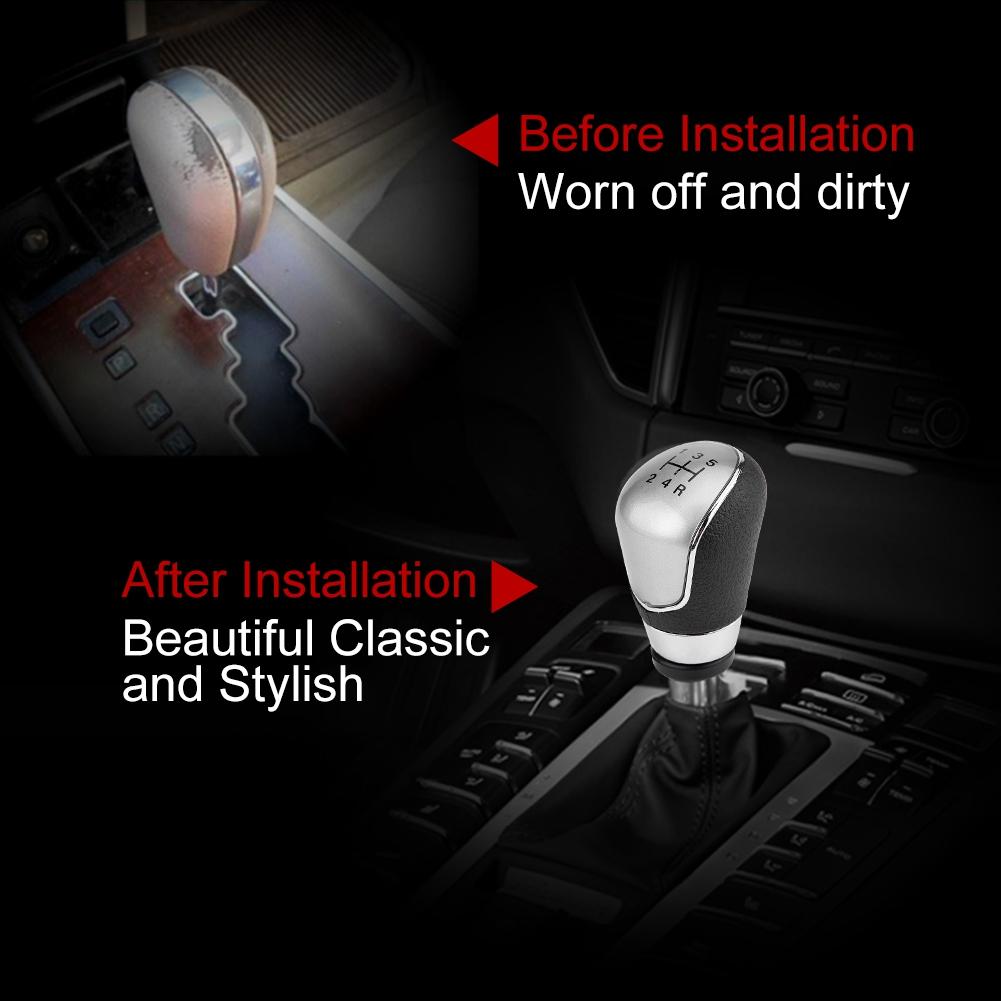 Car Gr   Knob Hd, ABS Plastic Black Silver 5 Speed   Knob for  Mk7 2008-2013