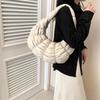 Quilted Padded Crossbody Bag for Women Ruched Shoulder Cloud Bag PU Leather Half Moon Hobo Bag Bubbles Handbag Purses