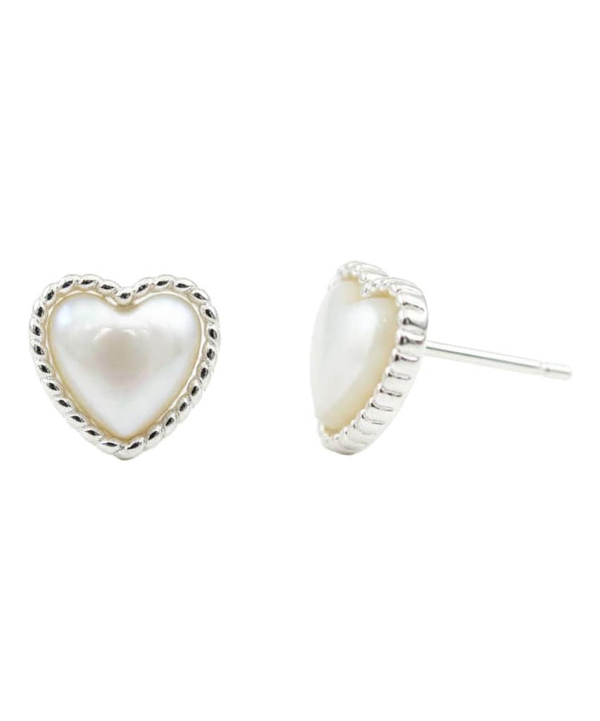 Alleun Silver 925 Heart Twist Mini White Earrings