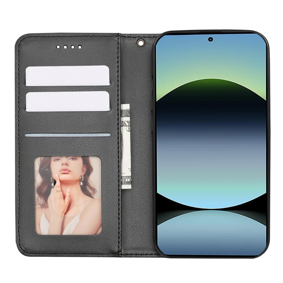 

For Xiaomi Redmi Note 14 4G (163.25mm) Wallet Phone Case Strong Magnetic Checkered Pattern Imprint Leather Flip Cover Brown