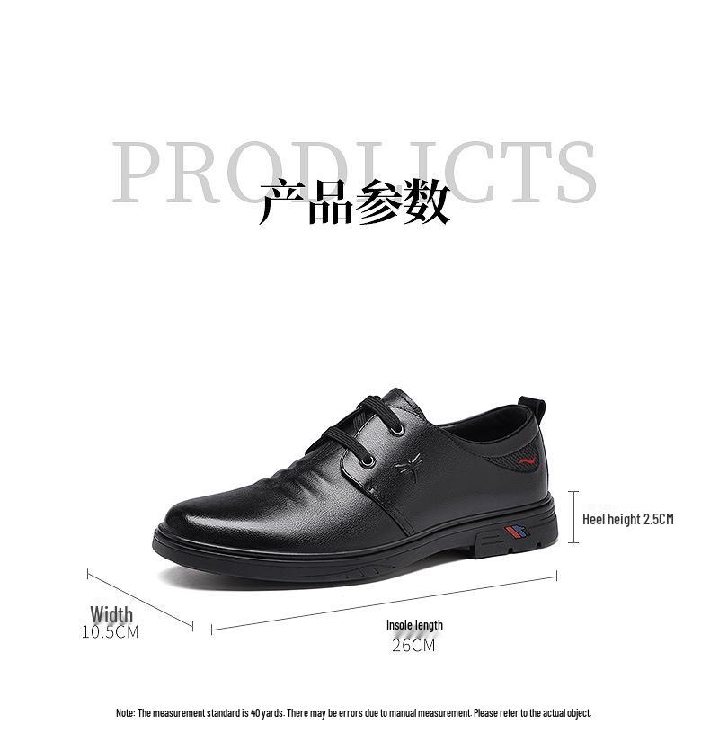Red Dragonfly Men's Genuine Leather Business Casual Shoes - Autumn Style, Comfortable Cowhide Commuter Shoes for Middle-Aged Dads.