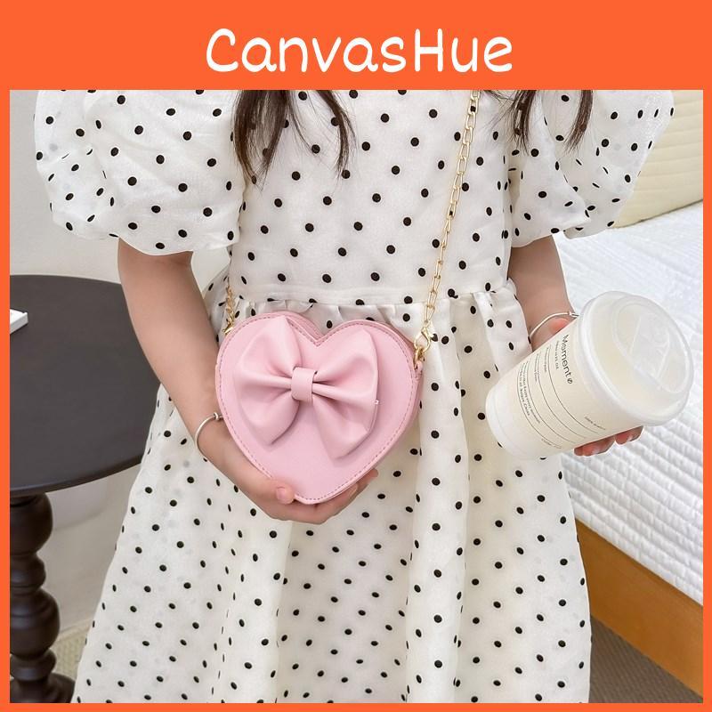 Knot Solid Butterfly Color Heart Shaped Children Crossbody Bag For Daily Use
