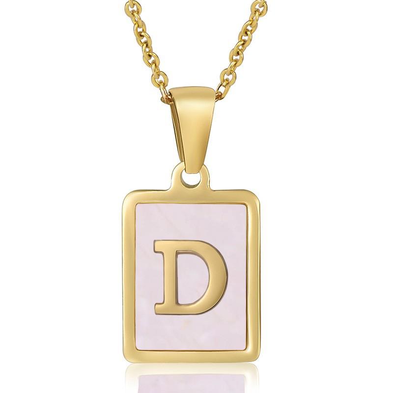 26 English Letter Necklace Women's Versatile 18K Natural Pink Shell Pendant Collarbone Chain 2026