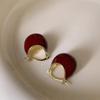 Pendientes Redondos Café Maillard para Mujer Hebillas de Oreja de Moda Gama Alta Pendientes de Nicho con Temperamento Retro
