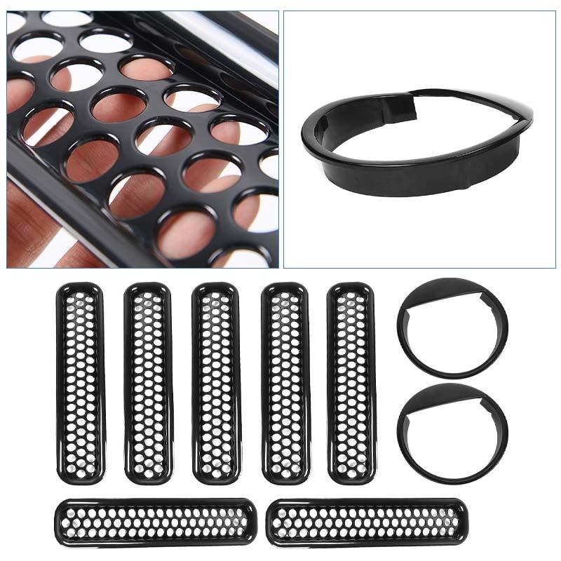Car Front Hood Grille Ring Cover Headlight Circle Protective Sticker For Jeep Wrangler TJ 1997-2006 Car Exterior Accessories