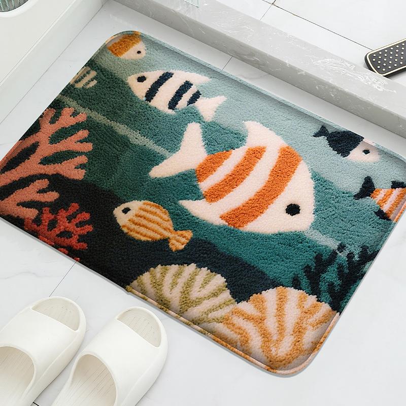 Cartoon Fish Undersea World Carpet Doormat Soft Welcome Mat Living Room Carpet Rug For Bedroom Bathroom Mat Home Decorati