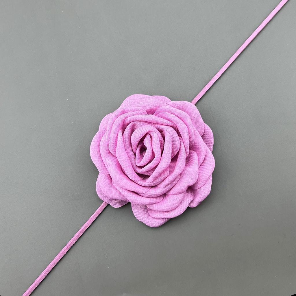 Elegant Floral Choker Necklace Stylish Gothic Fabric Flower Rope Necklace Fabric Material Floral Neckpiece for Women
