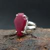Sargform Boho-Stil Roher Roter Rubin Edelstein 925 Sterlingsilber Ring Schmuck, Krappenfassung Rubinring