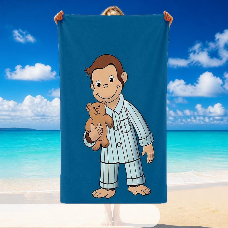 Quick Dry Beach Towel Curious George Pattern, Lightweight Absorbent Towel for Pool Beach Vacation Use