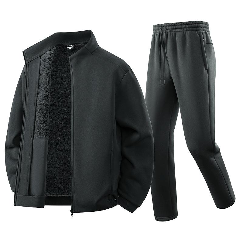 Мужской спортивный костюм Зимний Хлопковый Спортивный Костюм Толстый Теплый Худи+Спортивные Штаны 2шт Комплект Мужской Кардиган Флисовый Свитшот Комплект 3XL