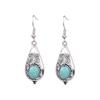 Ethnic Vintage Blue Beads Waterdrop Round Earrings for Women Boho Creative Geometric Silver Color Dangle Earrings Jhumka Jewelry