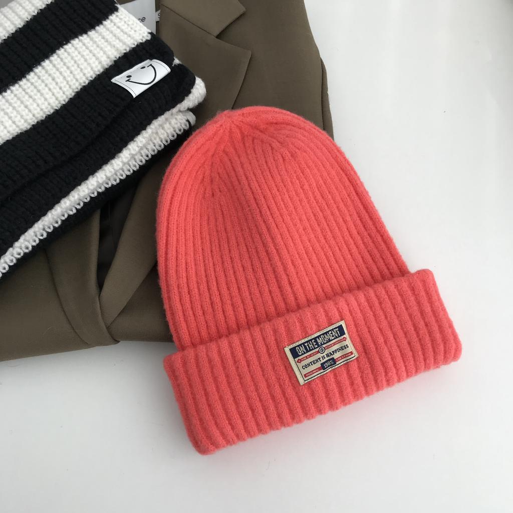 Cloth knitted hats men's and women's autumn new versatile thickened wool hats women's ear protectors cold hats