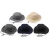 Unisex Outdoor Hat Cotton Fabric Wide Border Adjustable Drawstring Foldable Sun Protecting For Travel Gardening