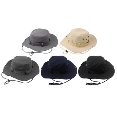 Unisex Outdoor Hat Cotton Fabric Wide Border Adjustable Drawstring Foldable Sun Protecting For Travel Gardening