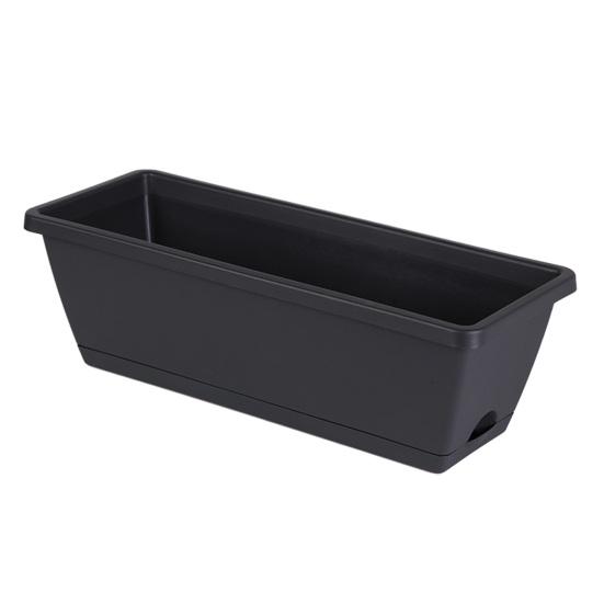 

Rectangular Planter Large Plant Pot with Drainage Holes Long Planter Box with Saucer for Windowsill Vegetables Herbs Succulents M темно-сірий