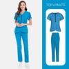 Beauty Salon Spa Club High Quality Hand Washing Clothes Work Clothes Staff Uniform Solid Color Set Nurse Clothes Embroidered Logo