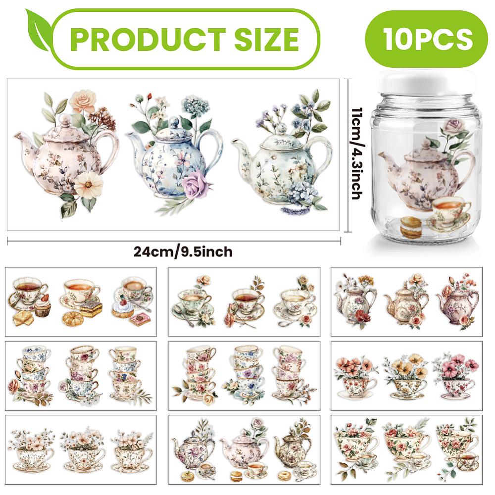 PVC DIY Heat Transfer Paper for UV Sublimation Cup Teacup 110x240mm 10 style 1pc/style 10pcs/set