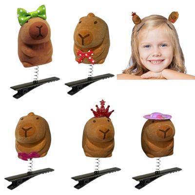 5 Pezzi Forcine per Capelli per Bambini Forma Capibara Design a Molla Set di Fermagli per Capelli in Plastica Facili da Usare Animale