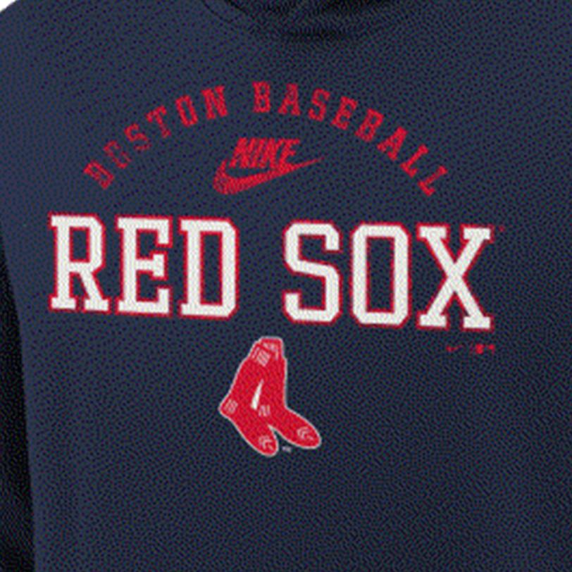 Nike X MLB Hoodie Letter Logo Print Fleece Casual Long Sleeve Kids hoodies Navy-Blue 3Z3B7NMB5-BOS
