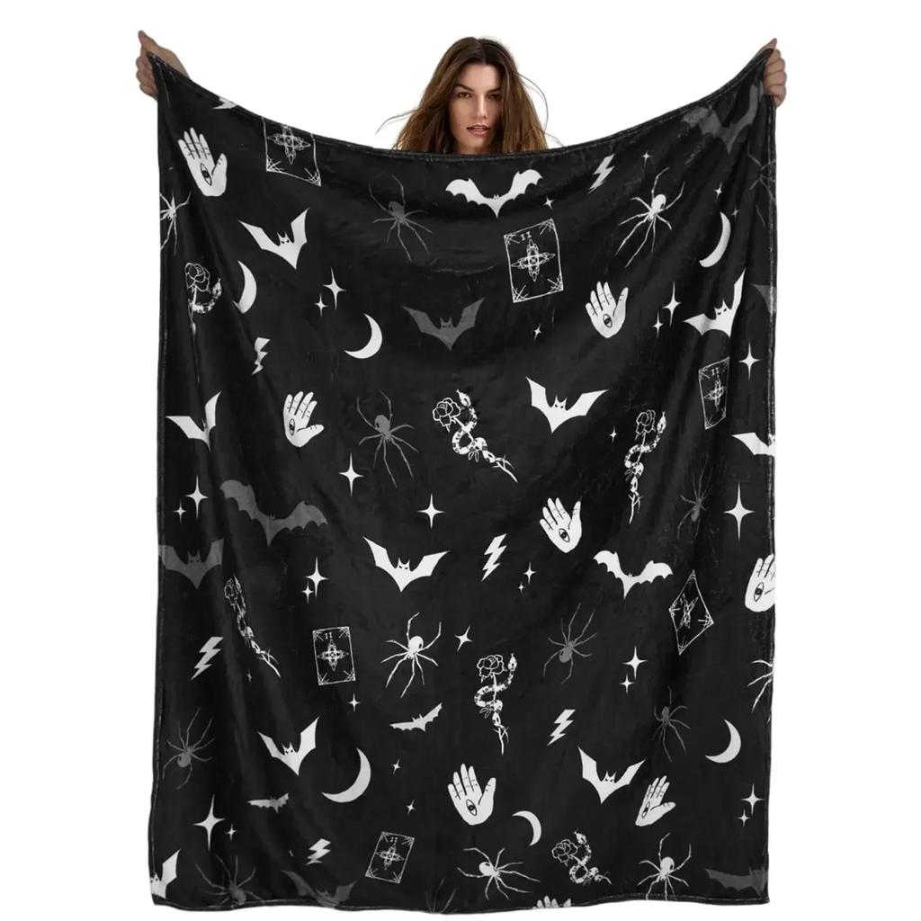 Coperte Plaid di Pipistrelli per Halloween Coperta Morbida in Flanella con Animali Adorabili per Tutte le Stagioni Coperte per Letto, Divano, Ufficio con Creature Notturne