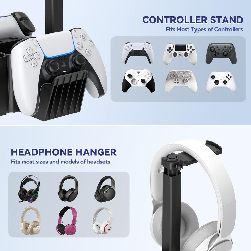 KDD Game Controller Halter für 2 Controller gleichzeitig Multifunktionaler Controller Ständer mit Kopfhörer Smartphone Halter und Stift Stilvolles Design Einfach
