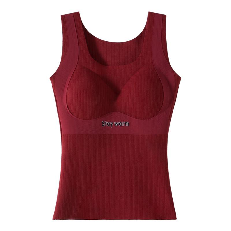 Damen Fleecegefütterte Schlankheitsweste mit eingebautem BH - Nahtlose Basisschicht für Herbst/Winter