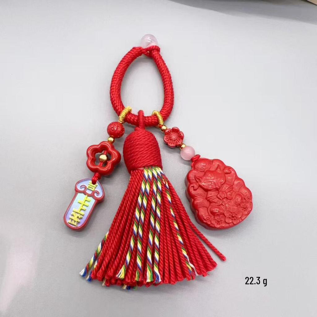 Authentischer Roter Sand Pixiu Drache & Phönix Anhänger: Sieben-Sterne-Schwert Kürbis Stil Auto- & Taschenhänge-Deko