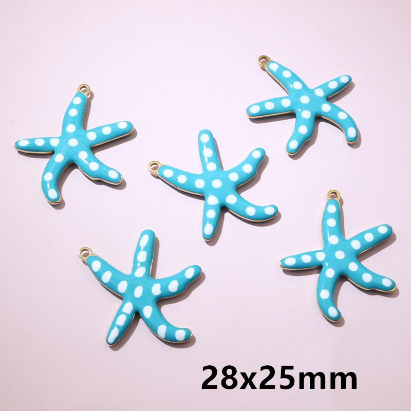 10pcs 2-Sizes Stainless Steel Starfish Charms Pendant Enamel DIY Jewelry Making Accessories Findings Bracelet Necklace Earrings