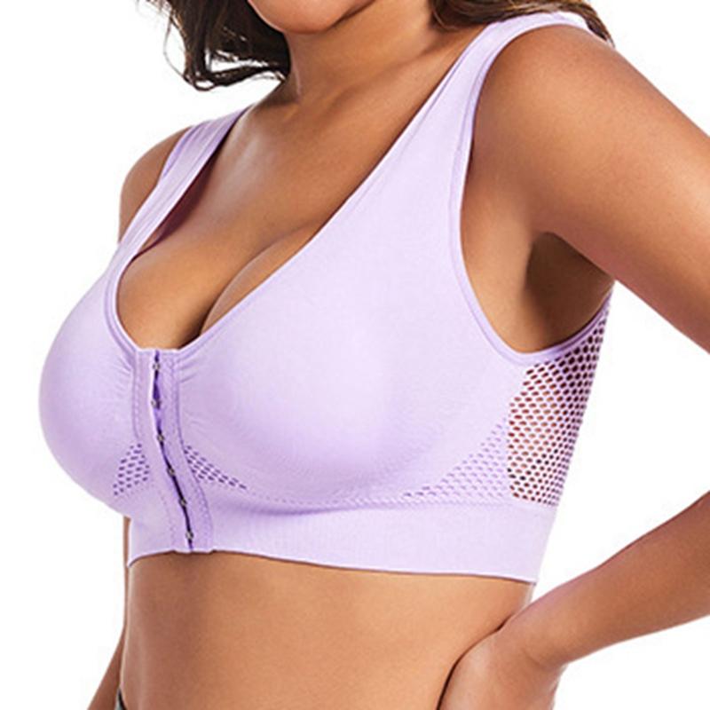 Women's Front Closure Bra Breathable Shockproof Sports Bra Vest Style Bra
