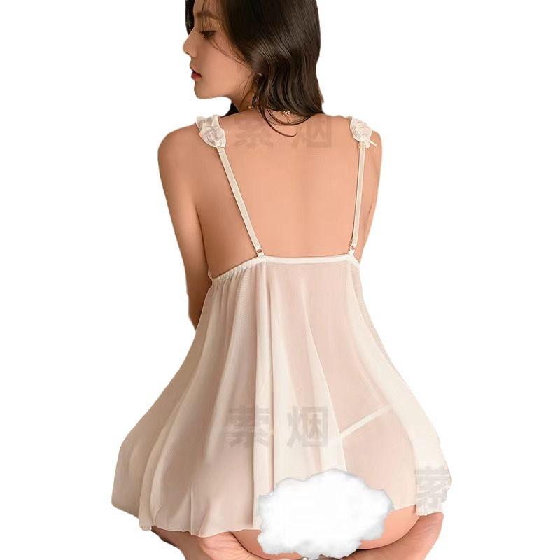 Sexy underwear sexy pajamas female seduction chest split hollow suspender perspective nightdress