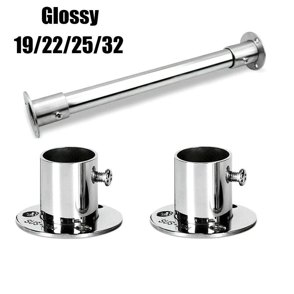 2pc 19-32mm Stainless Steel Wardrobe Support Closet Rod Flange Bracket Clothes Rod For Seat Hanger Pipe Holder