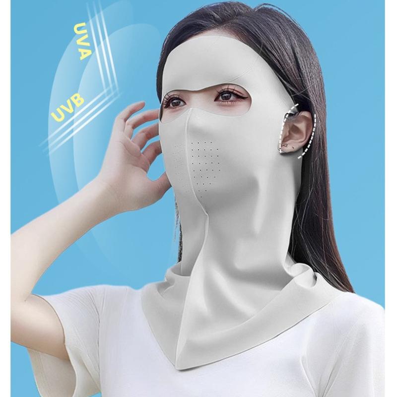 Women's Summer Full Face Ice Silk Sun Protection Mask UV Protection Neck Cover Lightweight Cycling Outdoor