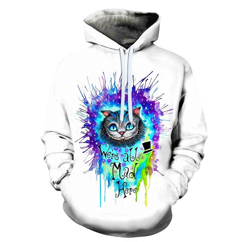 Autumn Cute Cat Pattern 3D Printed Hoodies Fashionable Casual Sports Long Sleeved Men's Hooded Sweatshirts
