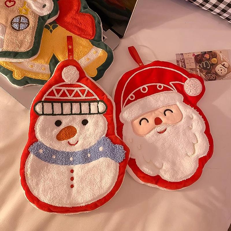 Christmas Decoration 2026 Coral Fleece Hand Towel Christmas Gift Cartoon Kitchen Cloth Children's Christmas Towels