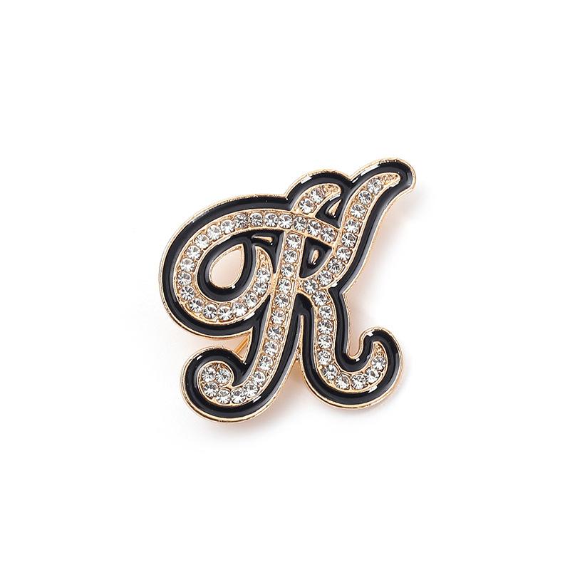 Fashion Women Rhinestone Brooch A-Z English Letter Metal Corsage Pins Crystal Alphabet Jewelry Shirt Clothes Accessories Gift